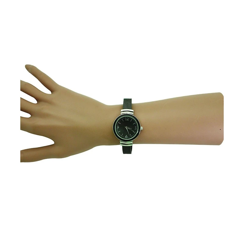 Olivia Pratt Black Silver Olivia Pratt Every Day Textured Metal Bangle Watch