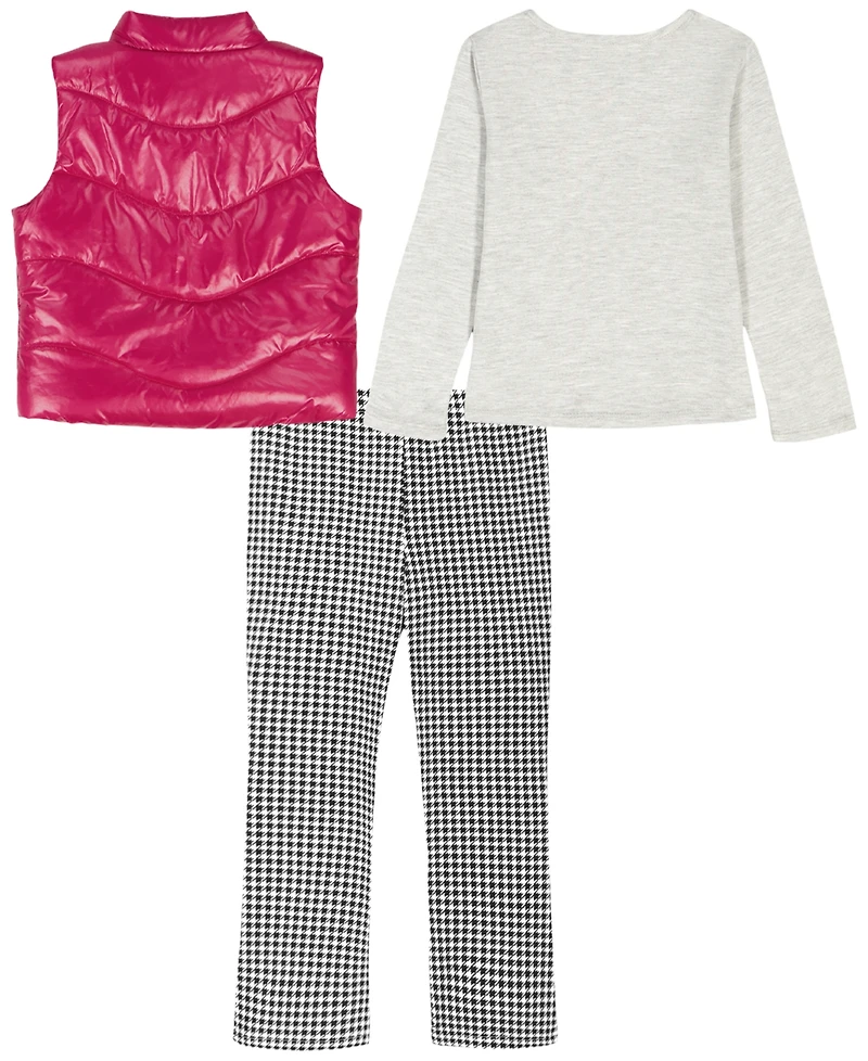 Kids Headquarters Girls 2T-4T 3-Piece Vest, T-Shirt, and Leggings Set