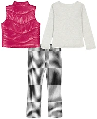 Kids Headquarters Girls 2T-4T 3-Piece Vest, T-Shirt, and Leggings Set