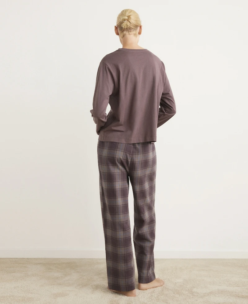 Mango Women's Two-Piece Flannel Check Pajamas