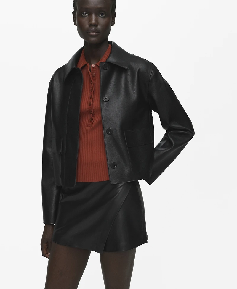 Mango Women's Leather-Effect Skort