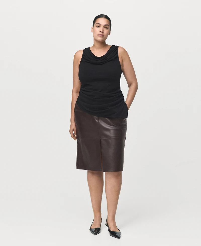 Mango Women's Leather-Effect Pencil Skirt