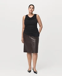 Mango Women's Leather-Effect Pencil Skirt
