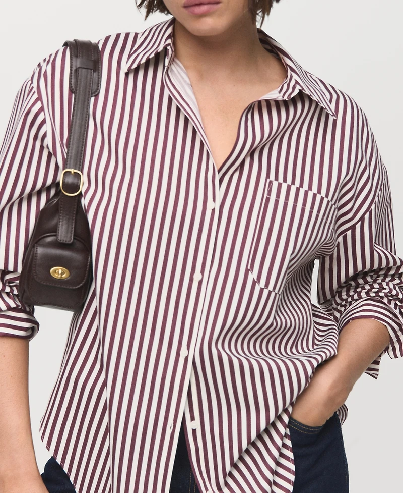 Mango Women's Pocket Striped Shirt