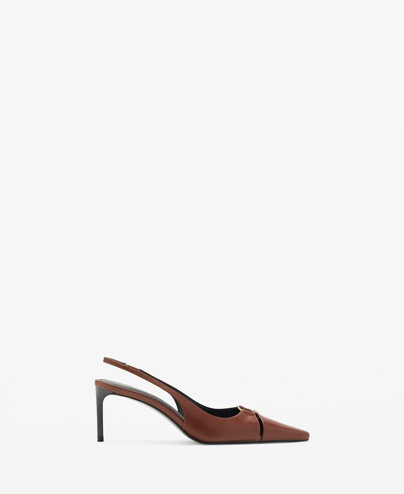 Mango Women's Ring Detail Leather Heeled Shoes