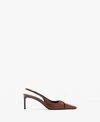 Mango Women's Ring Detail Leather Heeled Shoes