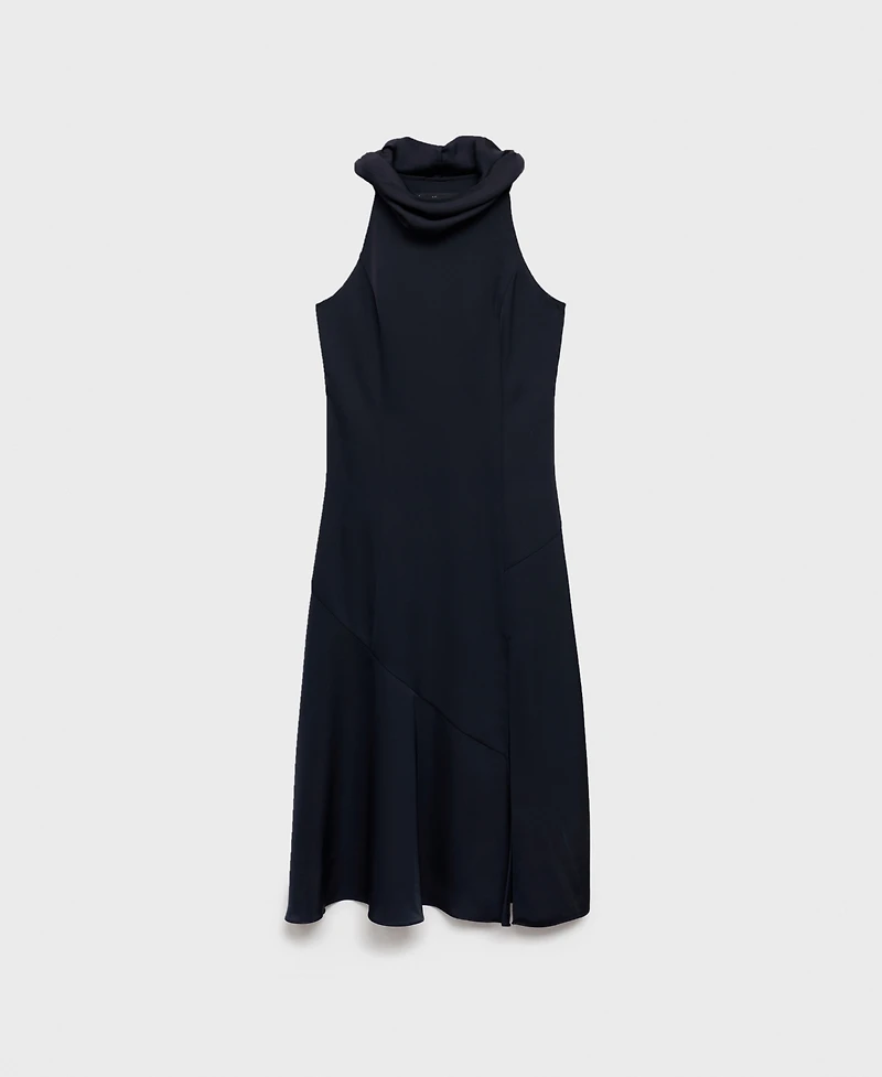 Mango Women's Slit Draped Neck Dress