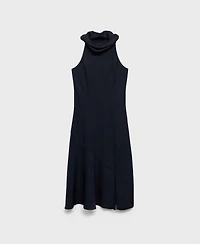 Mango Women's Slit Draped Neck Dress