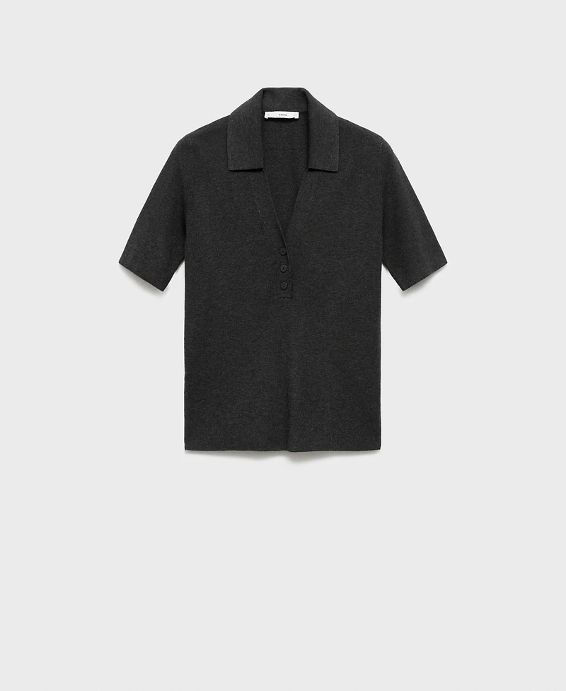 Mango Women's Shirt Collar Fine-Knit Sweater