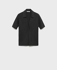 Mango Women's Shirt Collar Fine-Knit Sweater
