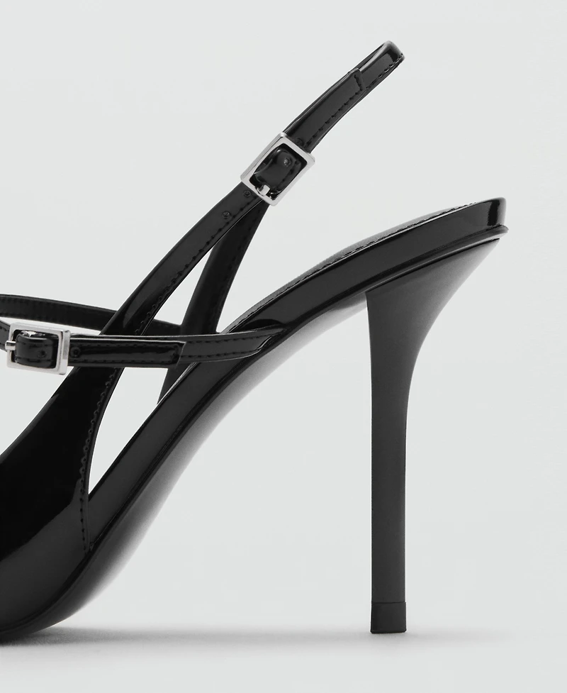 Mango Women's Straps And Buckle Patent Leather Shoes