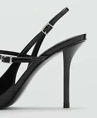 Mango Women's Straps And Buckle Patent Leather Shoes
