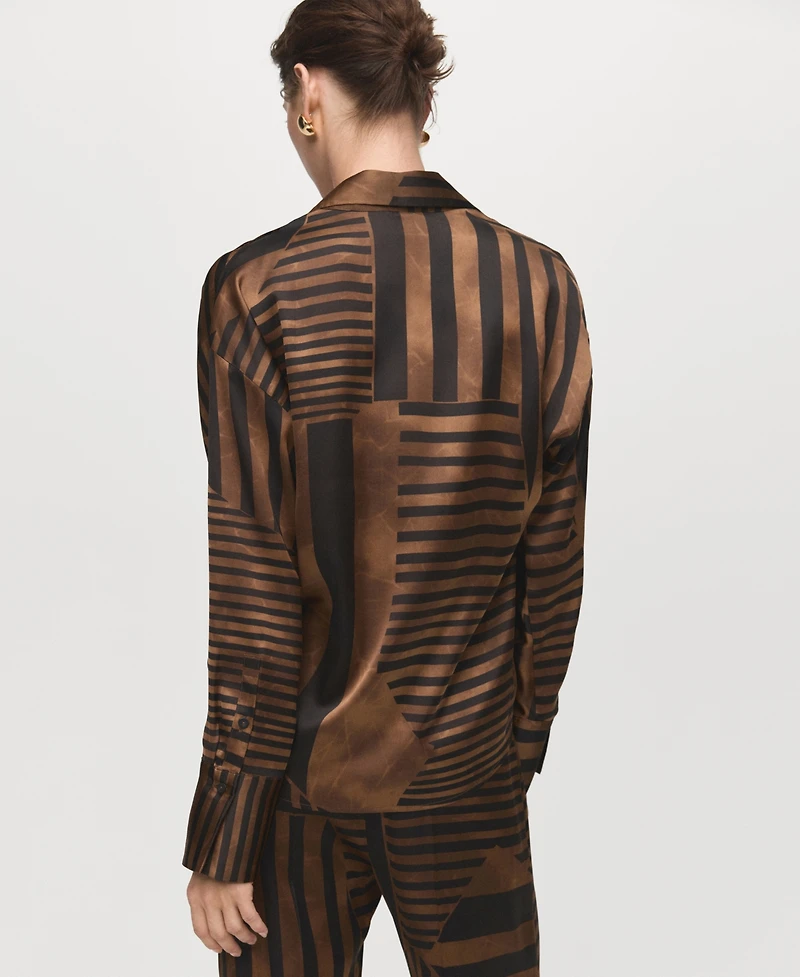 Mango Women's Striped Satin Blouse