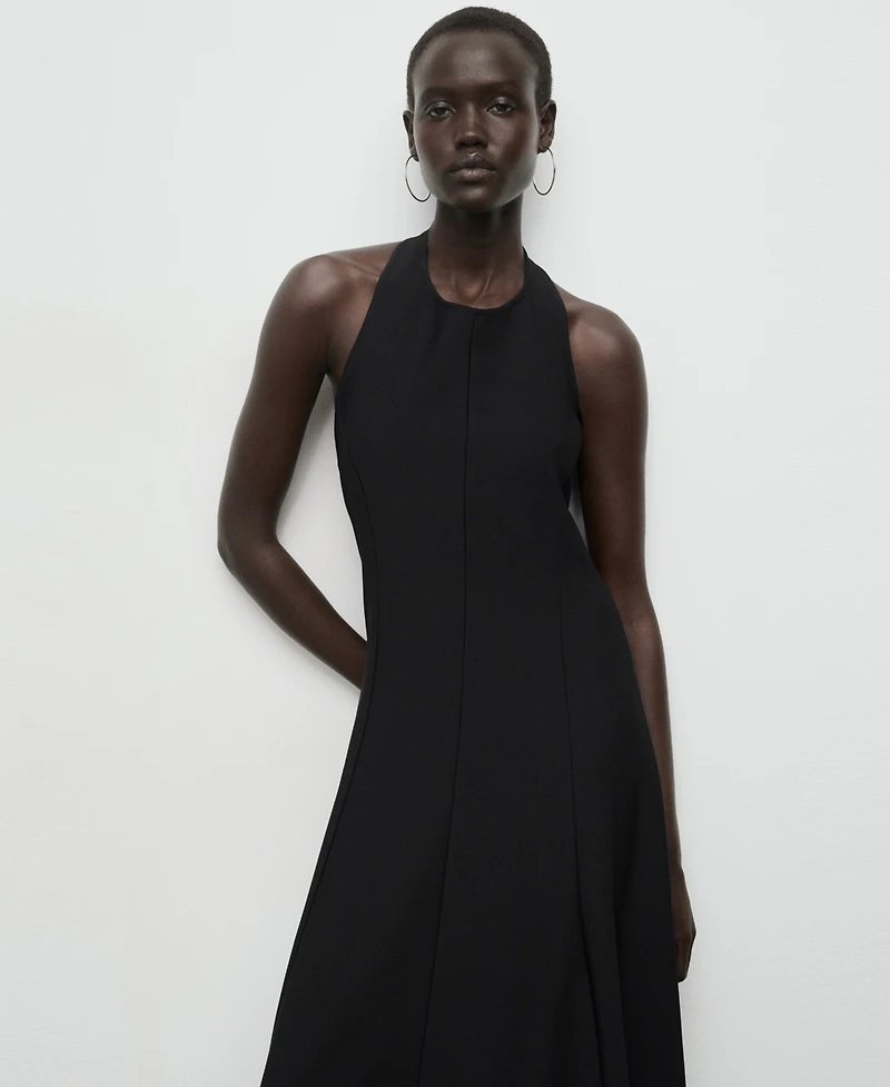Mango Women's Halter-Neck Pleated Dress