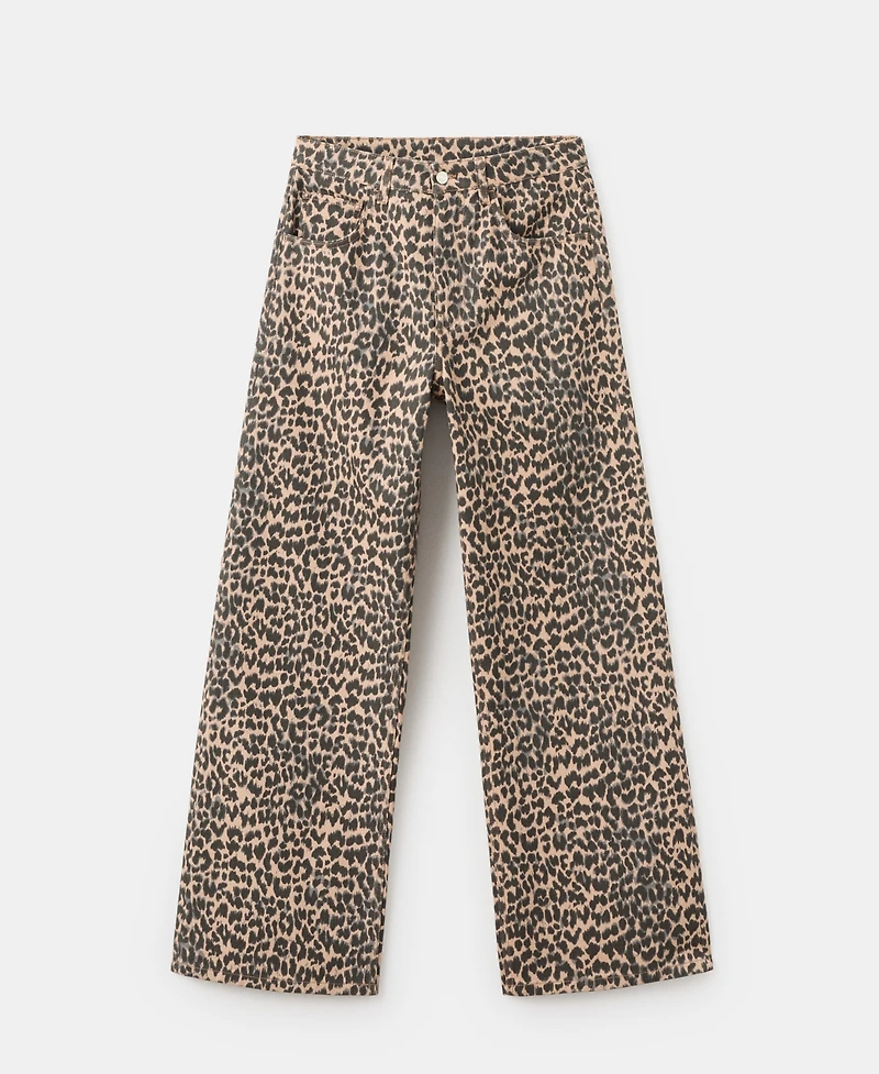 Mango Women's Leopard-Print Straight Jeans