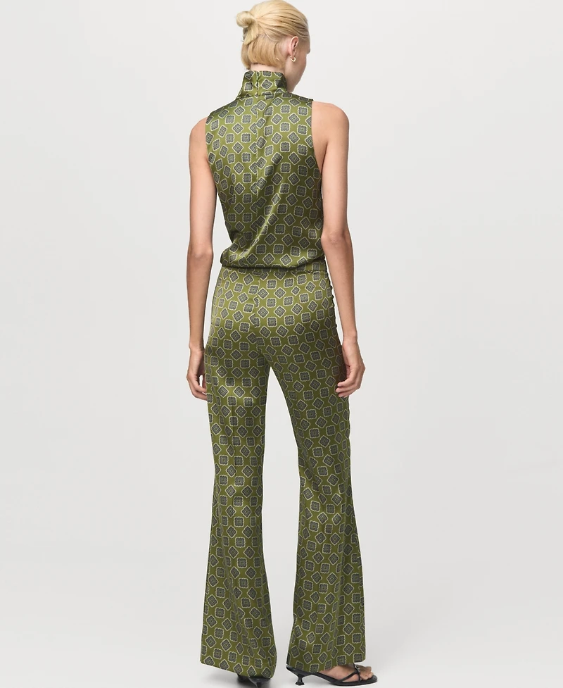 Mango Women's Geometric-Print Satin Pants