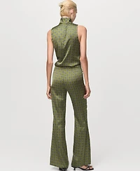 Mango Women's Geometric-Print Satin Pants