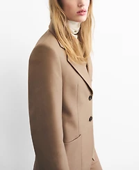 Mango Women's Pockets Wool Blend Suit Blazer