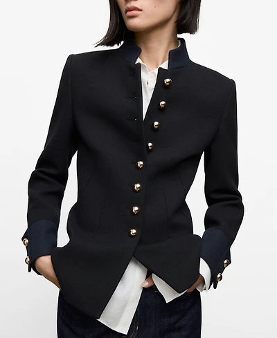 Mango Women's Band Collar Fitted Jacket