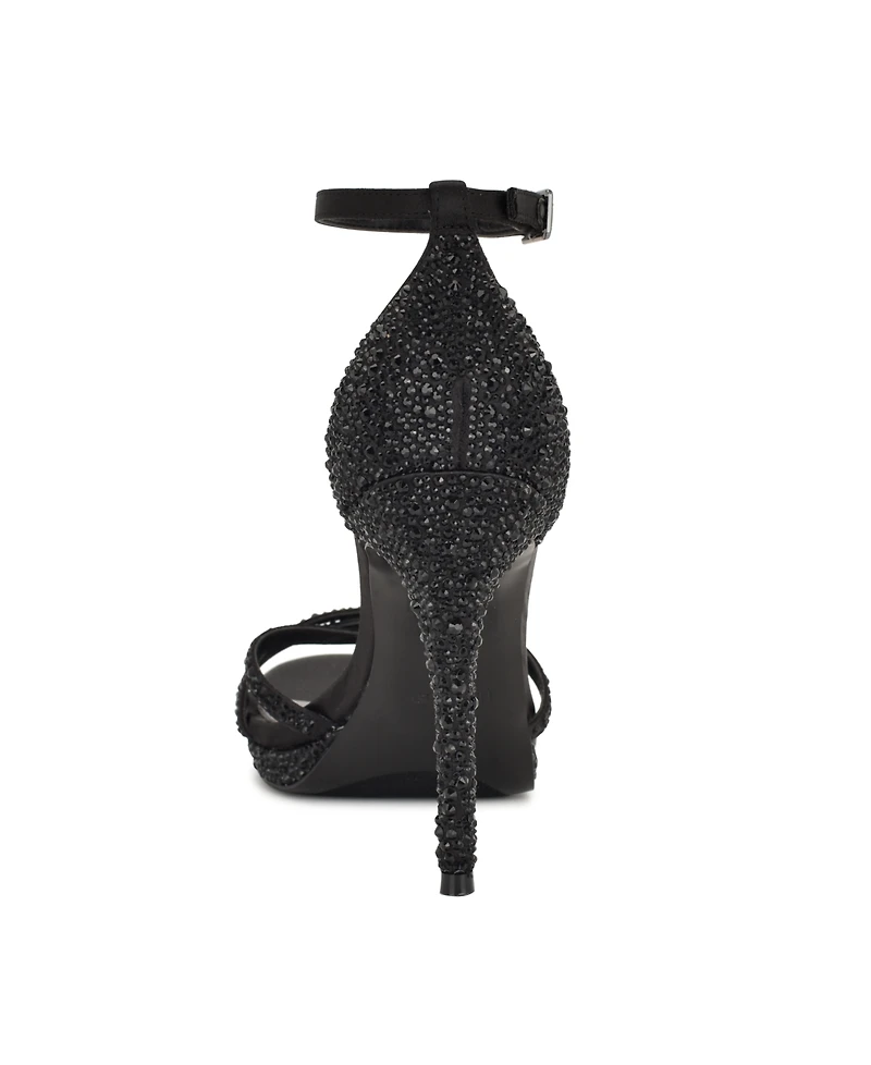 Nine West Women's Lartay Embellished Strappy Stiletto Dress Sandals