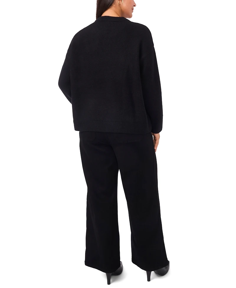 Vince Camuto Plus Size Flower Motif Crewneck Sweater