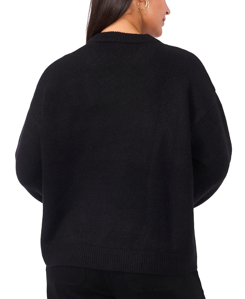 Vince Camuto Plus Size Flower Motif Crewneck Sweater