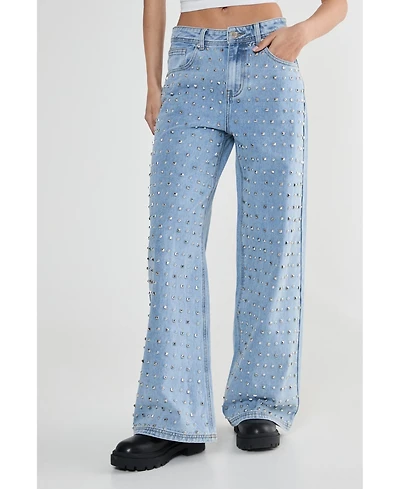 Nasty Gal Women's Studded Straight Leg Denim Jeans
