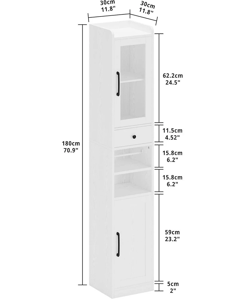 71" H Slim Freestanding Narrow Storage Cabinet with Adjustable Shelves