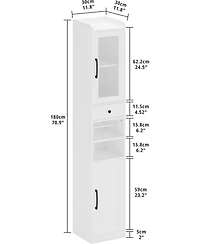 71" H Slim Freestanding Narrow Storage Cabinet with Adjustable Shelves