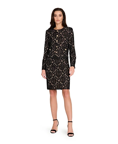 Tahari Asl Women's Bonded Lace Long-Sleeve Jacket