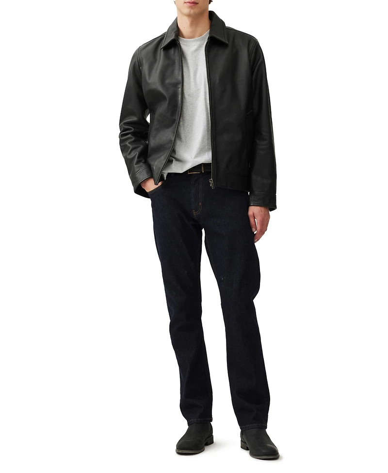 Rodd Gunn Men's Haymarket Zip Front Leather Jacket