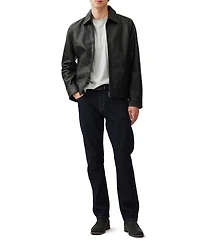 Rodd Gunn Men's Haymarket Zip Front Leather Jacket