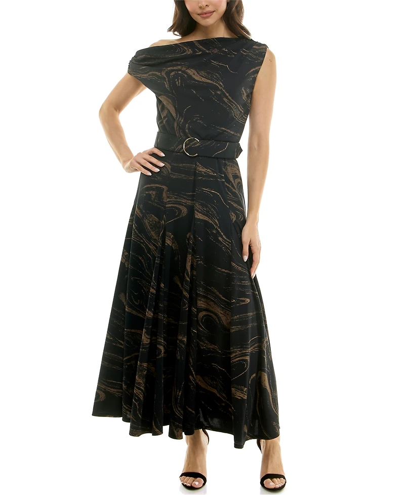 Taylor Women's Belted Off-The-Shoulder A-Line Dress