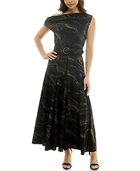 Taylor Women's Belted Off-The-Shoulder A-Line Dress