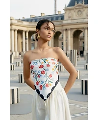 Jessie Zhao New York Double Sided Silk Scarf Floral Echo