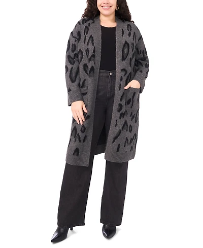 Vince Camuto Plus Animal Print Long Cardigan