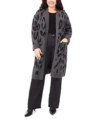 Vince Camuto Plus Animal Print Long Cardigan