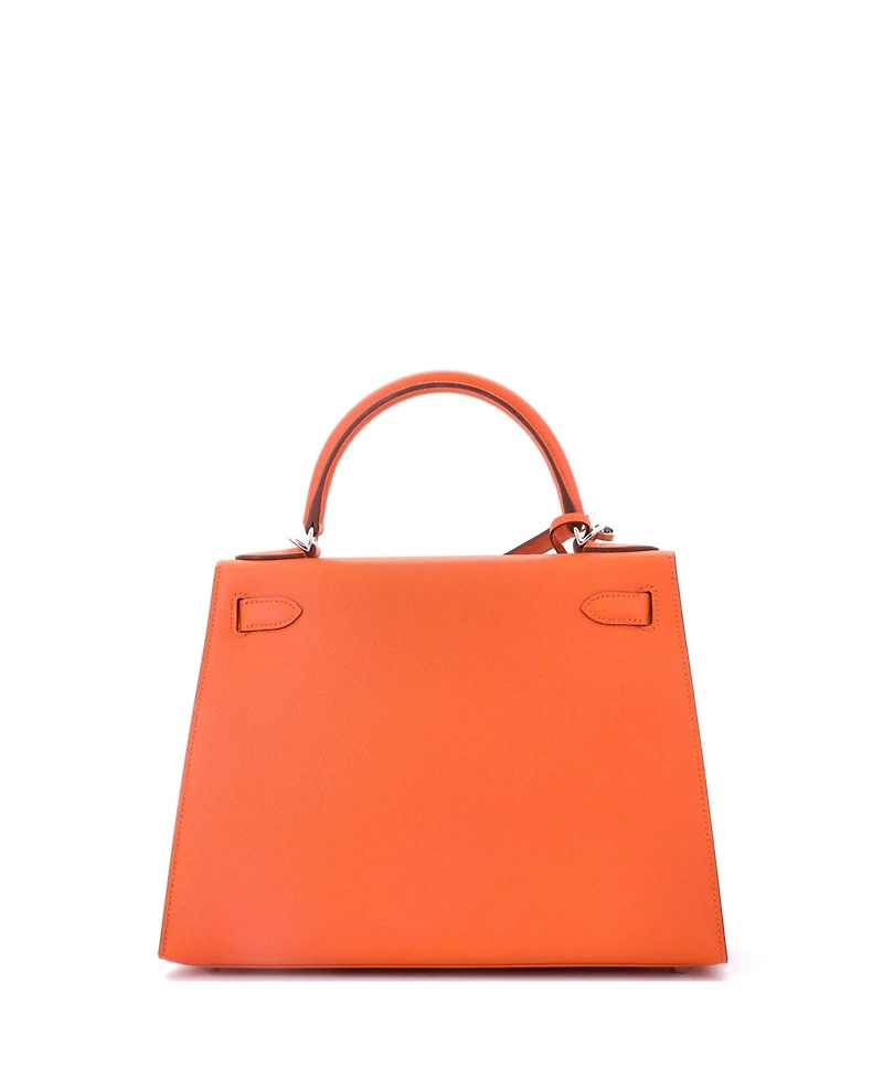 Pre-Owned HERMA‰S Kelly 28 Handbag Orange Epsom with Palladium Hardware