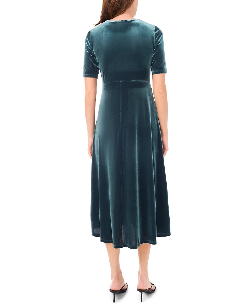 Msk Women's V-Neck Twist Front Midi Dress