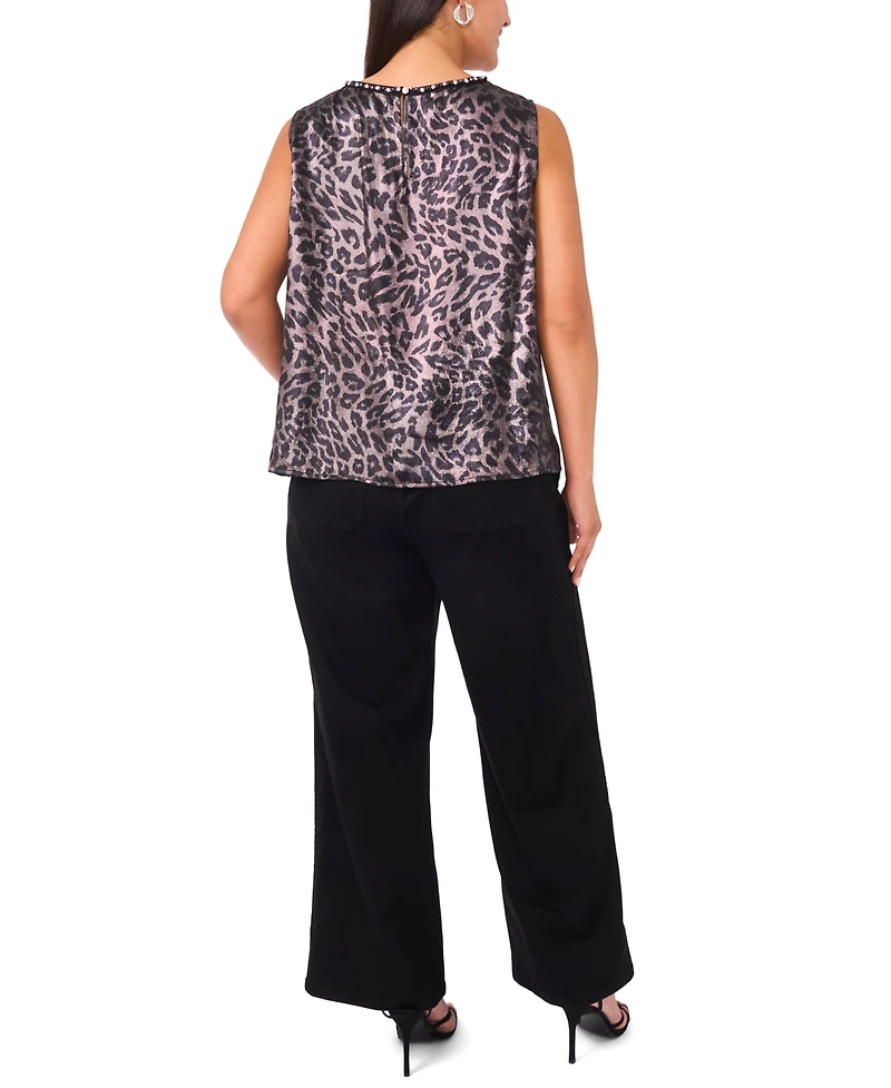 Vince Camuto Plus Printed Crewneck Blouse