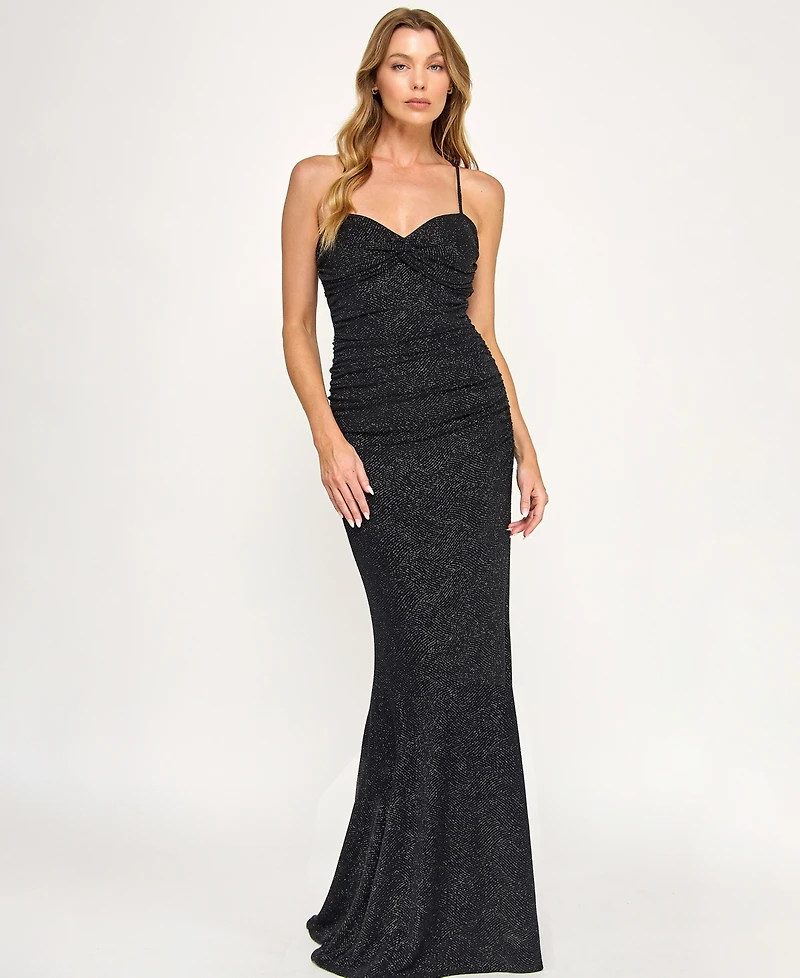 City Studios Juniors' Glitter Tie Back Maxi Dress