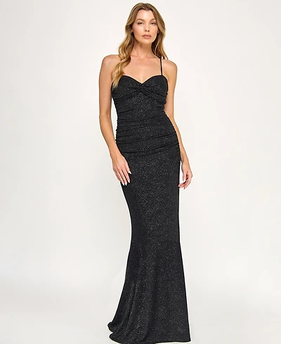 City Studios Juniors' Glitter Tie Back Maxi Dress