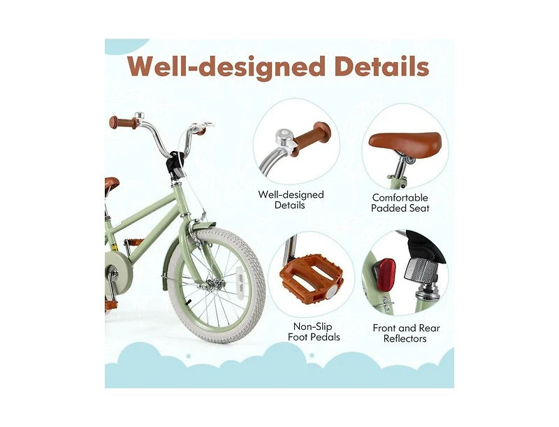 16 Inch Kids Bike with Adjustable Handlebar and Saddle