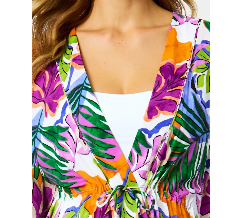 Anne Cole Women's Printed Tie Front Kaftan