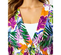 Anne Cole Women's Printed Tie Front Kaftan