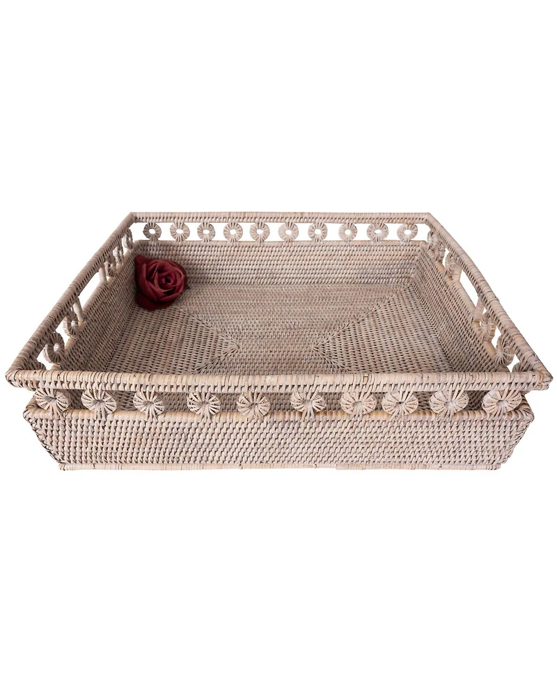 Artifacts Rattan Inna Design Rectangle Basket with Cutout Handles