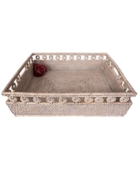 Artifacts Rattan Inna Design Rectangle Basket with Cutout Handles
