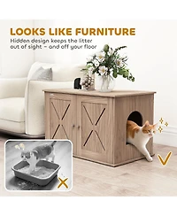 PawHut Cat Litter Box Enclosure, Hidden Cat Litter Box Furniture,