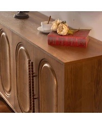 Streamdale Sideboard Buffet Cabinet - Wood Kitchen Cabinet, Handleless 4-Door Console