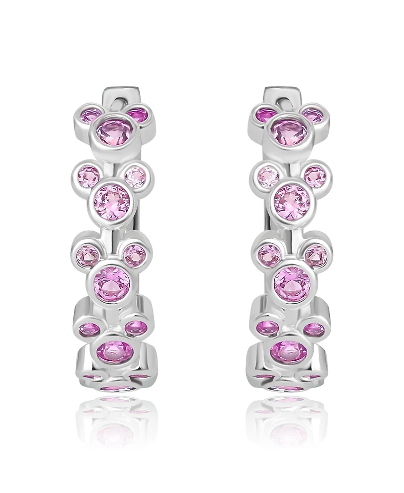 Disney Mickey Mouse Endless Hoop Earrings Cubic Zirconia Disney Pink Hoops